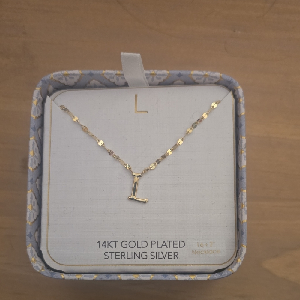 Gold Plated L Initial Necklace